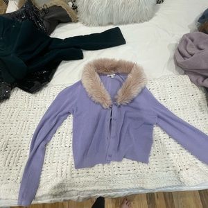 &Other Stories purple fur sweater cardigan size M